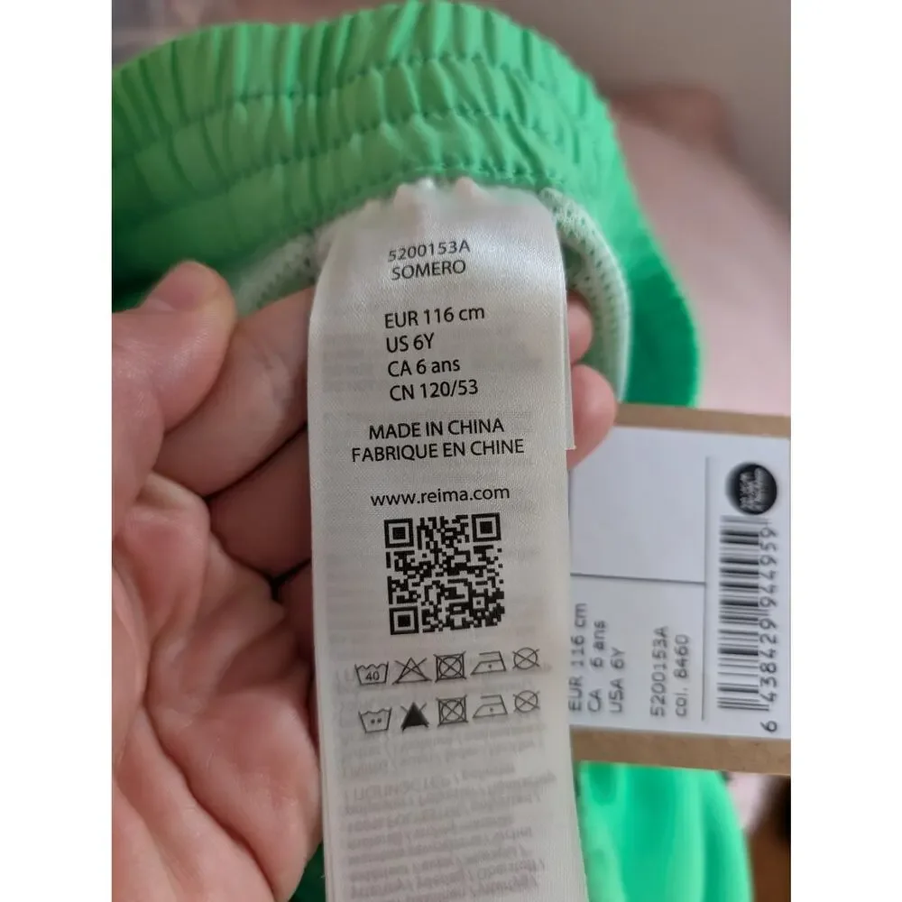 Reima Somero Kids Swim Shorts 6Y Green UPF 50+